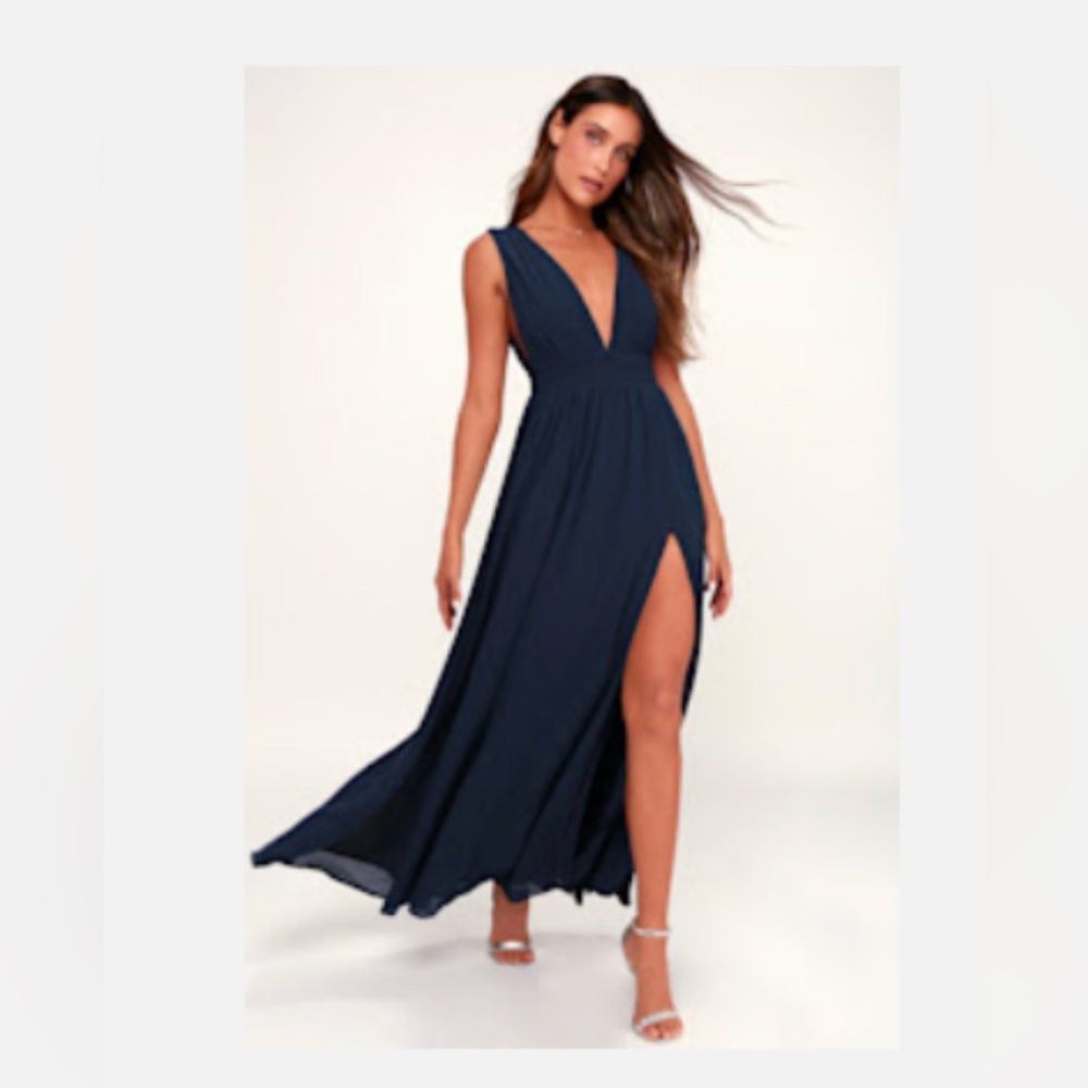 Lulus Heavenly Hues Navy Blue Maxi Dress - Size Small